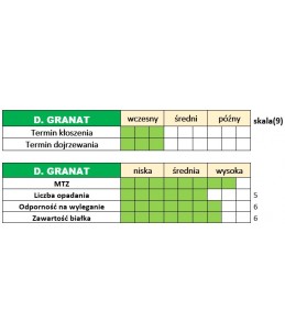 Cechy użytkowo-rolnicze żyta ozimego - DAŃKOWSKIE GRANAT
